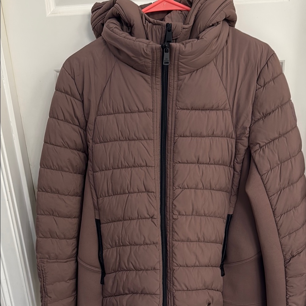 Brown Quilted Hooded Jacket